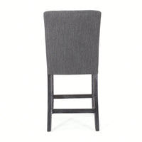 Charcoal Fabric Button Tufted Counter Stools Set Of 2 26 Inch Height Stylish Kitchen Seating