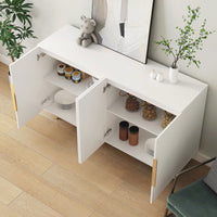 Elegant White Fluted Buffet Cabinet With Adjustable Shelves For Stylish Storage And Display