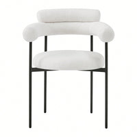 Set Of 2 Black Upholstered Armchair Dining Chairs With Sturdy Metal Legs