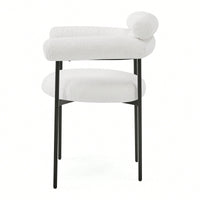 Set Of 2 Black Upholstered Armchair Dining Chairs With Sturdy Metal Legs