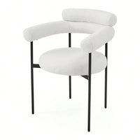 Set Of 2 Black Upholstered Armchair Dining Chairs With Sturdy Metal Legs