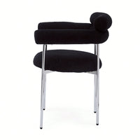 Set Of 2 Black Upholstered Armchair Dining Chairs With Sturdy Metal Legs