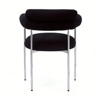 Set Of 2 Black Upholstered Armchair Dining Chairs With Sturdy Metal Legs
