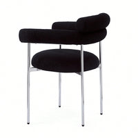 Set Of 2 Black Upholstered Armchair Dining Chairs With Sturdy Metal Legs