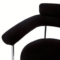 Set Of 2 Black Upholstered Armchair Dining Chairs With Sturdy Metal Legs