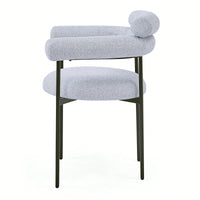 Set Of 2 Black Upholstered Armchair Dining Chairs With Sturdy Metal Legs