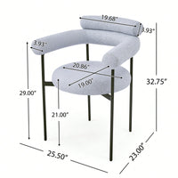 Set Of 2 Black Upholstered Armchair Dining Chairs With Sturdy Metal Legs