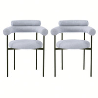 Set Of 2 Black Upholstered Armchair Dining Chairs With Sturdy Metal Legs