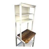 5-Tier White And Rustic Brown Kitchen Bakers Rack With Storage Shelves Coffee Bar And Microwave Stand