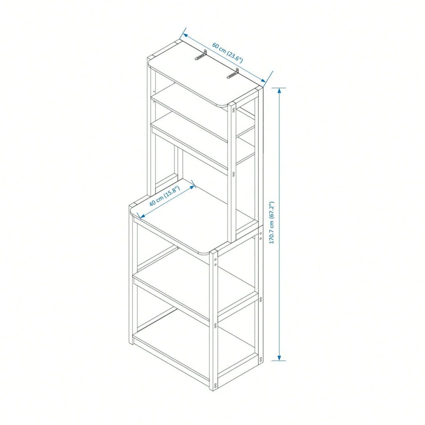 5-Tier White And Rustic Brown Kitchen Bakers Rack With Storage Shelves Coffee Bar And Microwave Stand