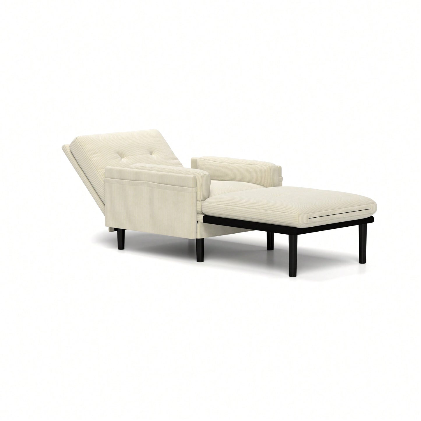 Corduroy Versatile Adjustable Sofa Bed And Lounge Chair For Guests Ivory