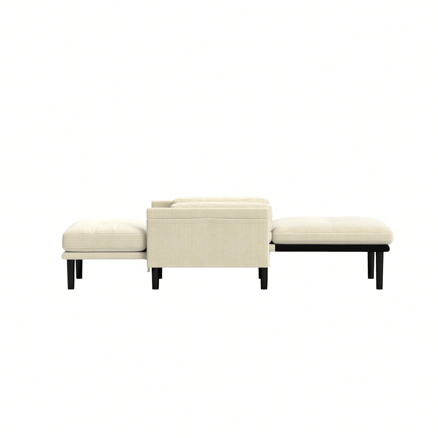 Corduroy Versatile Adjustable Sofa Bed And Lounge Chair For Guests Ivory