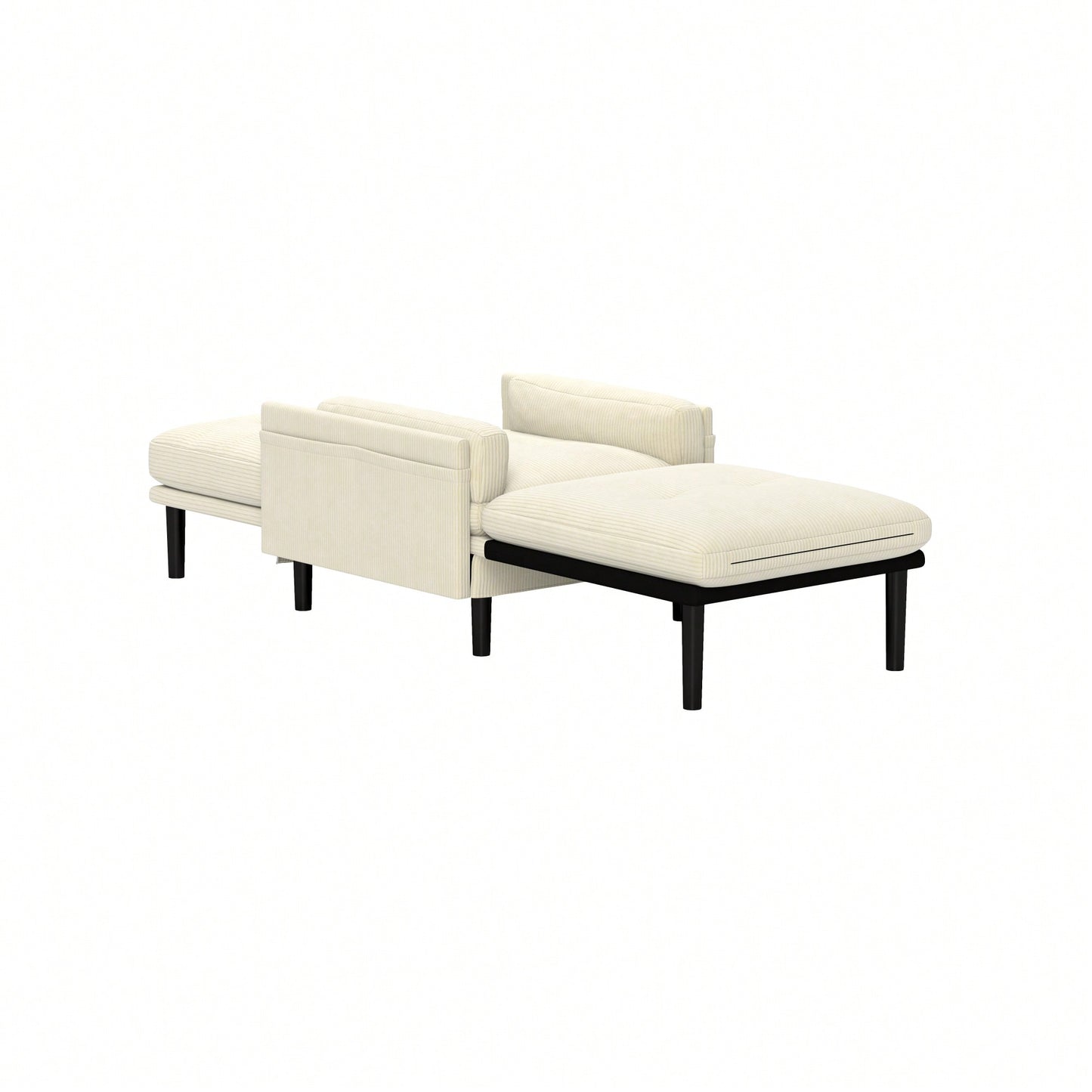 Corduroy Versatile Adjustable Sofa Bed And Lounge Chair For Guests Ivory