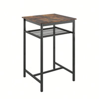 Bar Table Set With 2 Backrest Bar Stools And Partition For Home Or Kitchen Rustic Brown