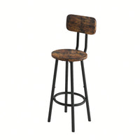 Bar Table Set With 2 Backrest Bar Stools And Partition For Home Or Kitchen Rustic Brown