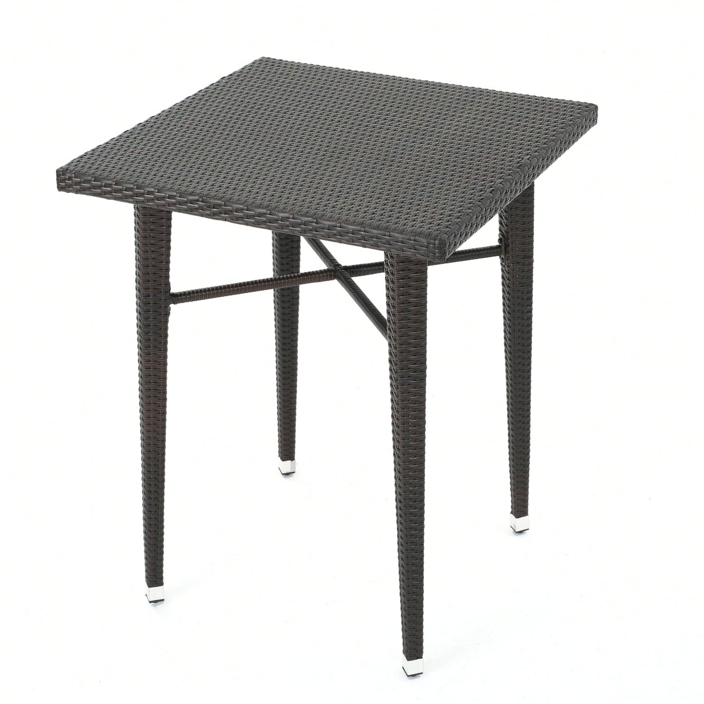 32 Inch Square Wicker Outdoor Bar Table For Patio And Garden Use