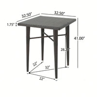 32 Inch Square Wicker Outdoor Bar Table For Patio And Garden Use