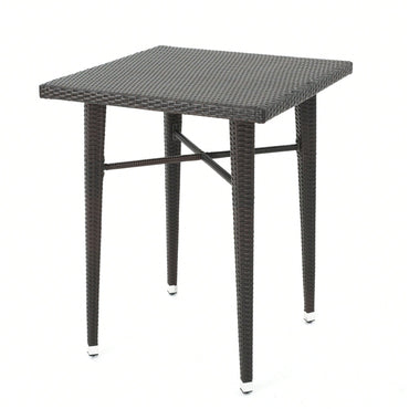 32 Inch Square Wicker Outdoor Bar Table For Patio And Garden Use