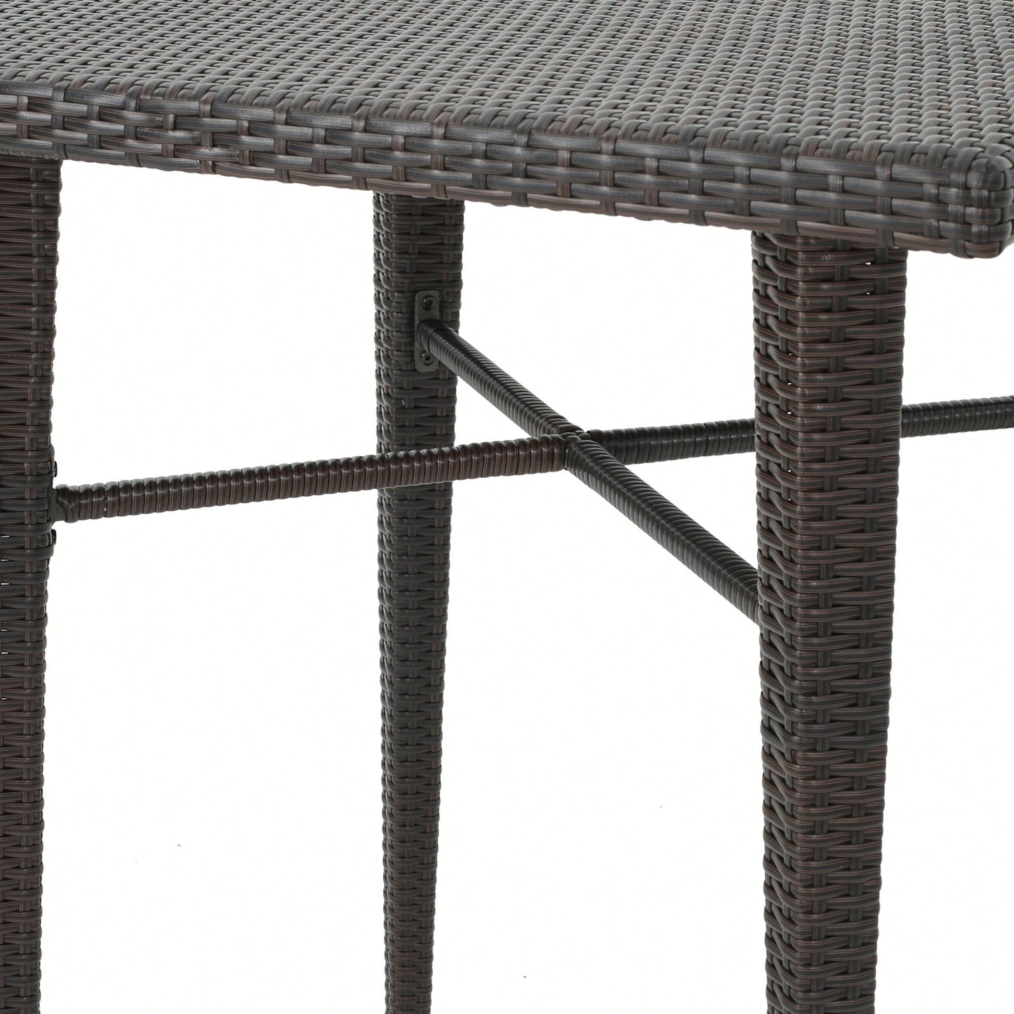 32 Inch Square Wicker Outdoor Bar Table For Patio And Garden Use