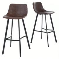 Set Of 2 Brown Faux Leather 30 Inch Barstools For Kitchen Or Home Bar