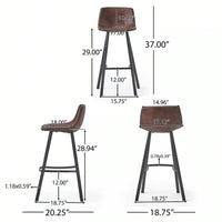 Set Of 2 Brown Faux Leather 30 Inch Barstools For Kitchen Or Home Bar