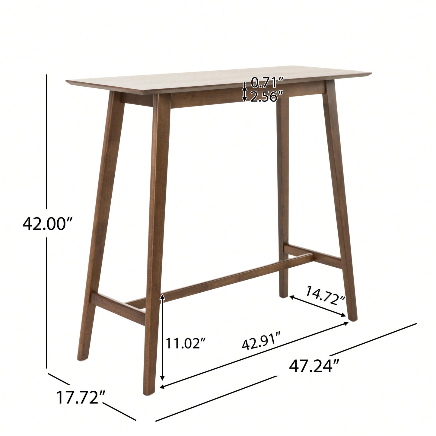 Wood Bar Table 17.72 X 47.24 X 42.01 Inches Ideal For Home Or Commercial Use Natural Walnut Finish