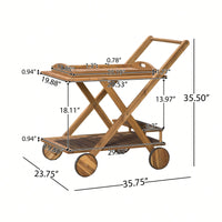 Elegant Gold Bar Cart With Glass Shelves And Wheels For Entertaining