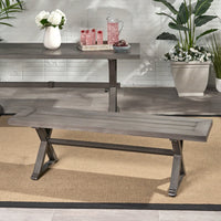 Contemporary Dark Gray Aluminum Outdoor Dining Bench For Stylish Patio Seating