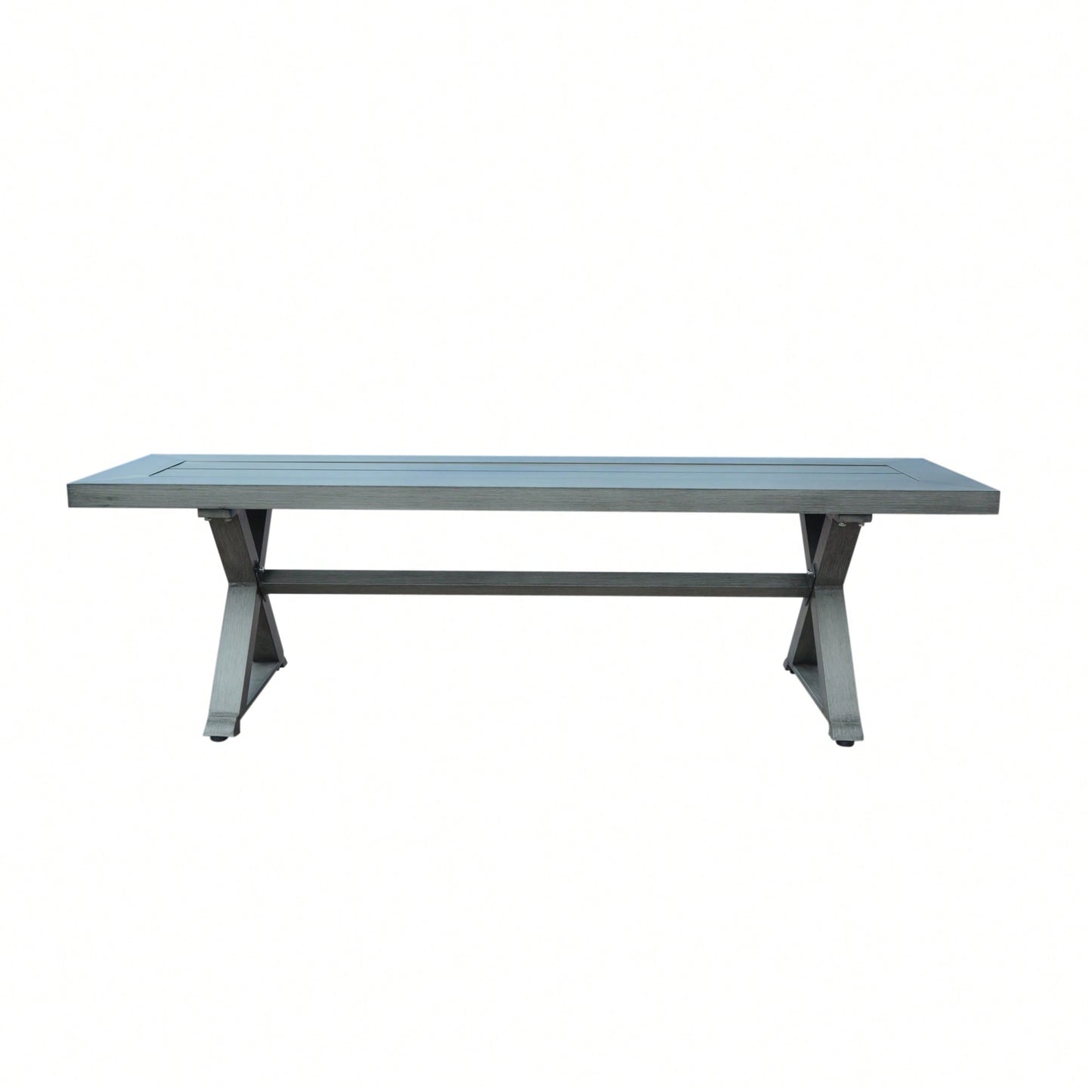 Contemporary Dark Gray Aluminum Outdoor Dining Bench For Stylish Patio Seating