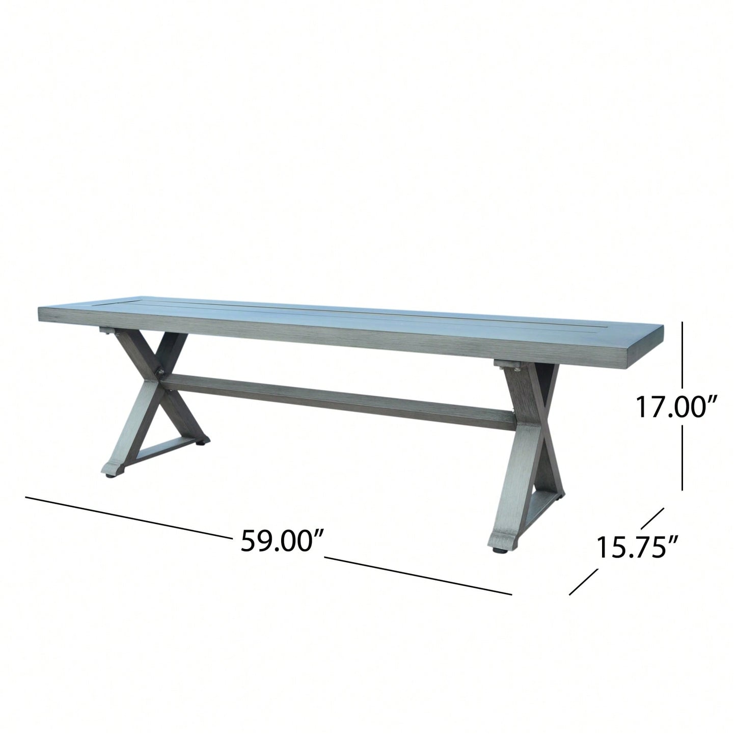 Contemporary Dark Gray Aluminum Outdoor Dining Bench For Stylish Patio Seating