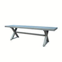 Contemporary Dark Gray Aluminum Outdoor Dining Bench For Stylish Patio Seating