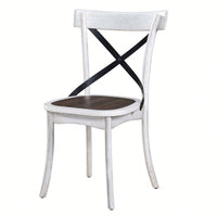 Rustic Modern Farmhouse Dining Side Chair Set With Retro Metal X Design