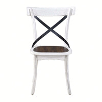 Rustic Modern Farmhouse Dining Side Chair Set With Retro Metal X Design