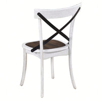 Rustic Modern Farmhouse Dining Side Chair Set With Retro Metal X Design