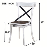 Rustic Modern Farmhouse Dining Side Chair Set With Retro Metal X Design