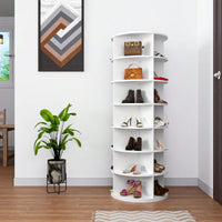 7 Tier Rotating Shoe Rack Carousel 360 Degree Spinning Storage Organizer For Shoes And Handbags Vertical Closet Solution