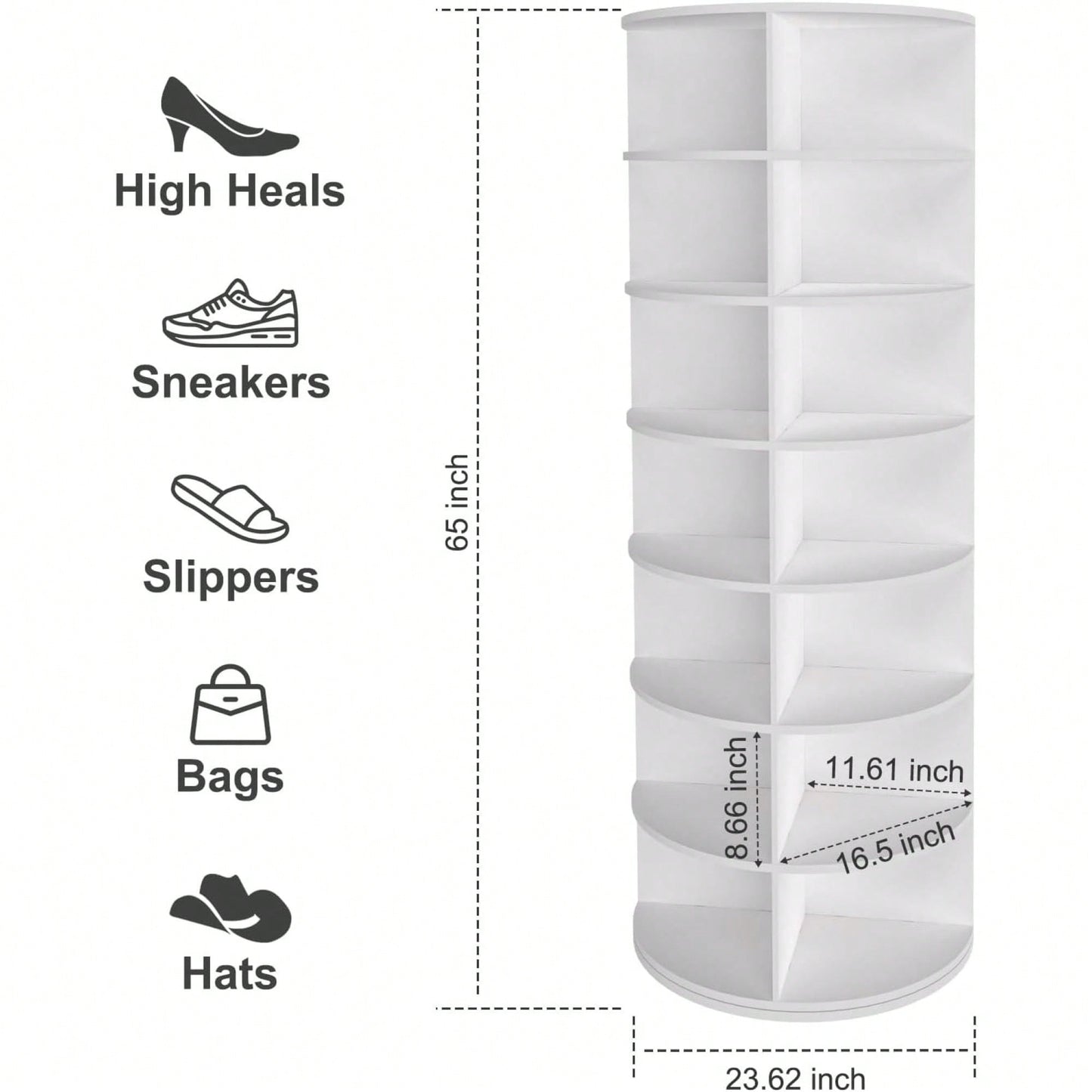 7 Tier Rotating Shoe Rack Carousel 360 Degree Spinning Storage Organizer For Shoes And Handbags Vertical Closet Solution