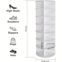 7 Tier Rotating Shoe Rack Carousel 360 Degree Spinning Storage Organizer For Shoes And Handbags Vertical Closet Solution