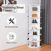 7 Tier Rotating Shoe Rack Carousel 360 Degree Spinning Storage Organizer For Shoes And Handbags Vertical Closet Solution