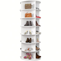 7 Tier Rotating Shoe Rack Carousel 360 Degree Spinning Storage Organizer For Shoes And Handbags Vertical Closet Solution