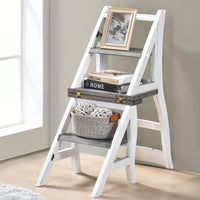 Foldable Solid Wood Ladder Chair Dual Purpose Stepladder For Home Library Kitchen Display Stand And Flower Stand