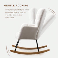 Modern Deep Green Teddy Fabric Rocking Chair For Nursery Living Room And Bedroom