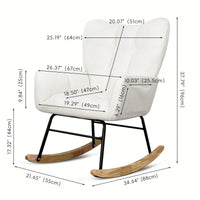 Modern Deep Green Teddy Fabric Rocking Chair For Nursery Living Room And Bedroom