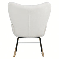 Modern Deep Green Teddy Fabric Rocking Chair For Nursery Living Room And Bedroom