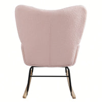 Modern Deep Green Teddy Fabric Rocking Chair For Nursery Living Room And Bedroom