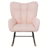 Modern Deep Green Teddy Fabric Rocking Chair For Nursery Living Room And Bedroom