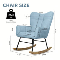 Modern Deep Green Teddy Fabric Rocking Chair For Nursery Living Room And Bedroom