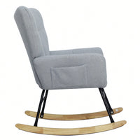 Modern Deep Green Teddy Fabric Rocking Chair For Nursery Living Room And Bedroom