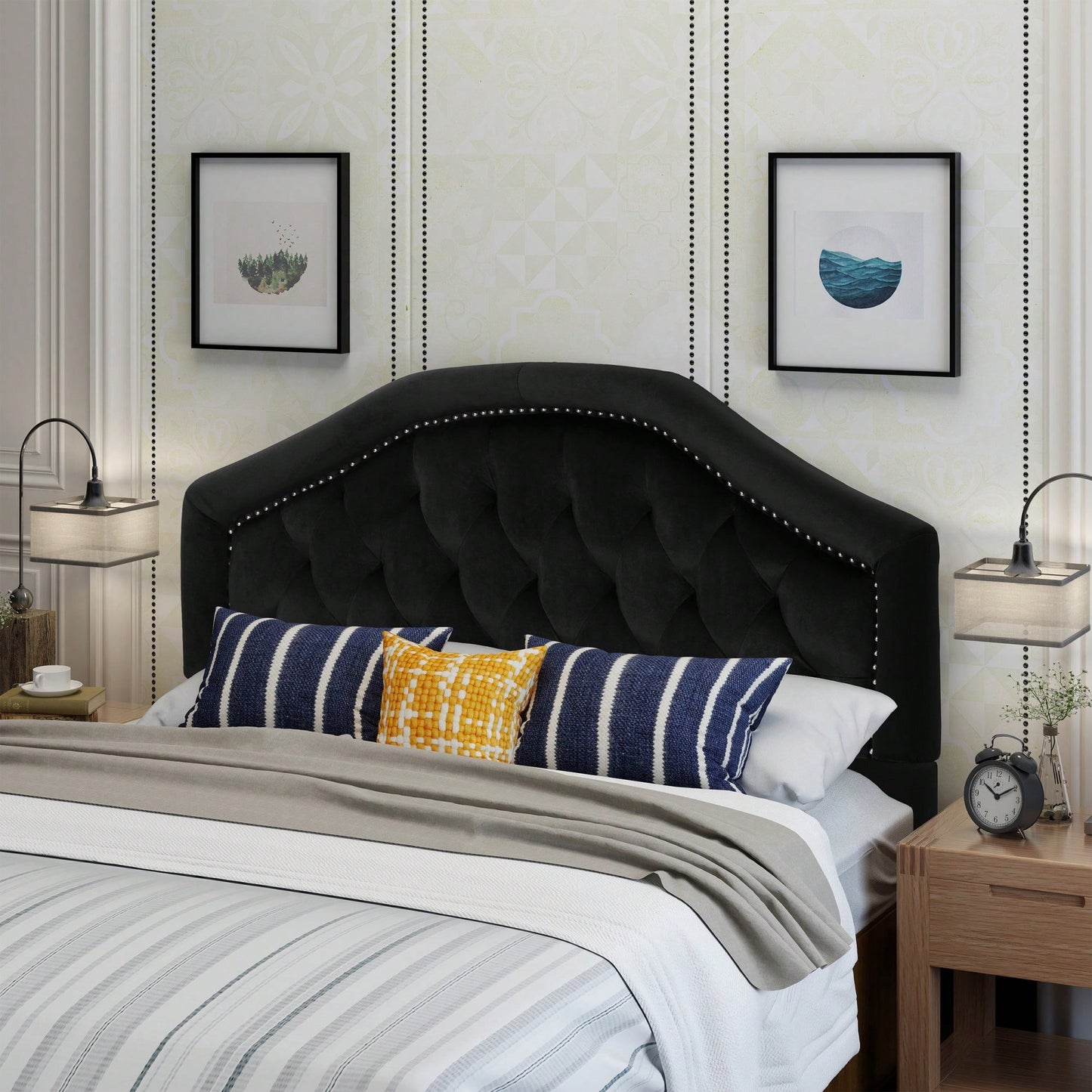 Elegant Queen And Full Size Upholstered Headboard For Stylish Bedroom Décor