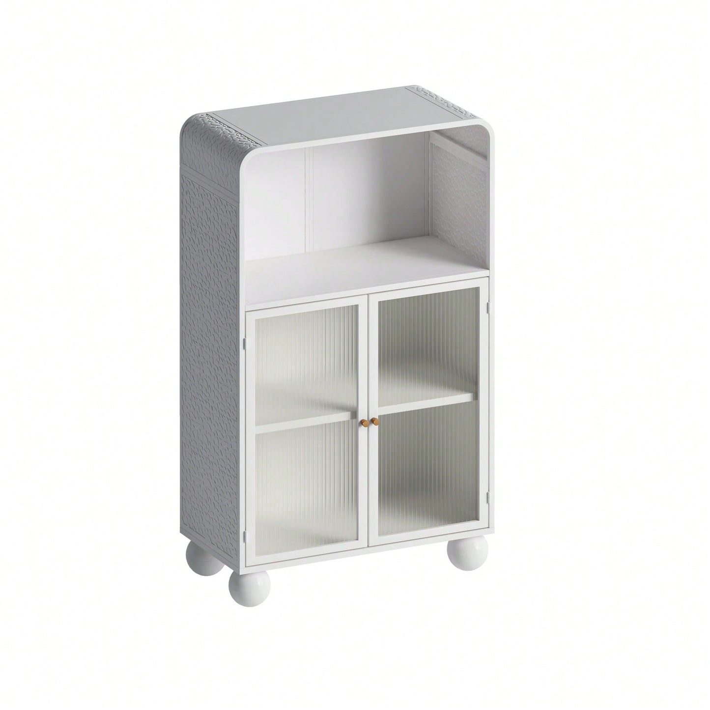 45.28 Inch Tall Freestanding Storage Cabinet With Glass Door And Shelves For Bathroom Living Room Kitchen Home Office Green
